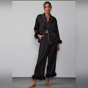 Woman's Fur Trim Pajama Set
